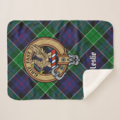 Clan Leslie Crest over de jacht op Tartan Sherpa Deken (Voorkant (horizontaal))