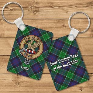 Clan Leslie Crest over de jacht op Tartan Sleutelhanger
