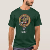 Clan Leslie Crest over de jacht op Tartan T-shirt (Voorkant)
