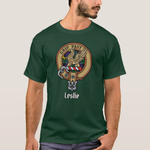 Clan Leslie Crest over de jacht op Tartan T-shirt
