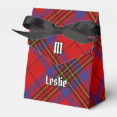 Clan Leslie Crest over Red Tartan Bedankdoosjes (Voorkant Zijde)
