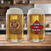 Clan Leslie Crest over Red Tartan Blikvorm Glas