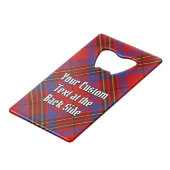 Clan Leslie Crest over Red Tartan Creditkaart Flessenopener (Achterkant Gekanteld)