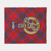 Clan Leslie Crest over Red Tartan Fleece Deken (Voorkant (Horizontaal))