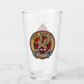 Clan Leslie Crest over Red Tartan Glas (Voorkant)