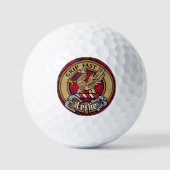 Clan Leslie Crest over Red Tartan Golfballen (Voorkant)