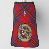 Clan Leslie Crest over Red Tartan Golfheadcover (Draai 90)