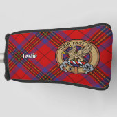 Clan Leslie Crest over Red Tartan Golfheadcover (Voorkant)
