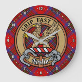 Clan Leslie Crest over Red Tartan Grote Klok (Voorkant)