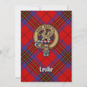 Clan Leslie Crest over Red Tartan Kaart (Achterkant)