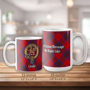 Clan Leslie Crest over Red Tartan Koffiemok