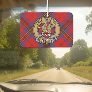 Clan Leslie Crest over Red Tartan Luchtverfrisser