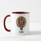 Clan Leslie Crest over Red Tartan Mok (Links)