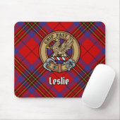 Clan Leslie Crest over Red Tartan Muismat (Met muis)