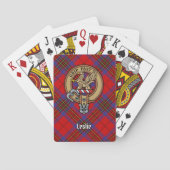 Clan Leslie Crest over Red Tartan Pokerkaarten (Achterkant)