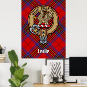 Clan Leslie Crest over Red Tartan Poster (Thuiskantoor)