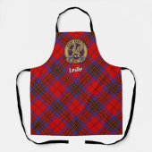 Clan Leslie Crest over Red Tartan Schort (Voorkant)