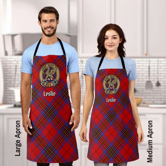 Clan Leslie Crest over Red Tartan Schort