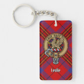 Clan Leslie Crest over Red Tartan Sleutelhanger (Voorkant)