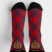 Clan Leslie Crest over Red Tartan Sokken (Top)