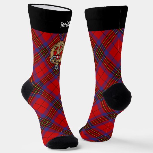 Clan Leslie Crest over Red Tartan Sokken (Gebogen)