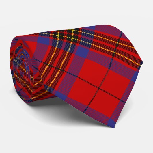 Clan Leslie Crest over Red Tartan Stropdas (Opgerold)
