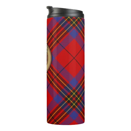 Clan Leslie Crest over Red Tartan Thermosbeker (Geroteerd rechts)