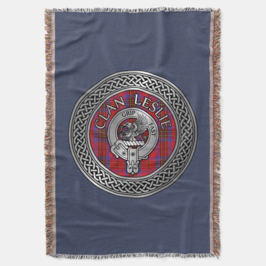 Clan Leslie Crest & Tartan Knot Deken (Voorkant Verticaal)