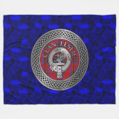 Clan Leslie Crest & Tartan Knot Fleece Deken (Voorkant (Horizontaal))