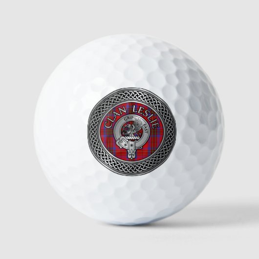 Clan Leslie Crest & Tartan Knot Golfballen (Voorkant)