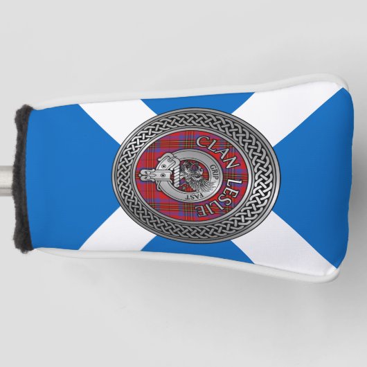 Clan Leslie Crest & Tartan Knot Golfheadcover (Voorkant)