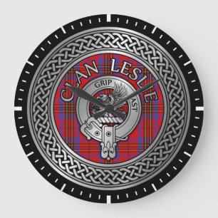 Clan Leslie Crest & Tartan Knot Grote Klok