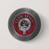 Clan Leslie Crest & Tartan Knot Ronde Button 5,7 Cm (Voorkant)