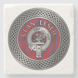 Clan Leslie Crest & Tartan Knot Stenen Onderzetter