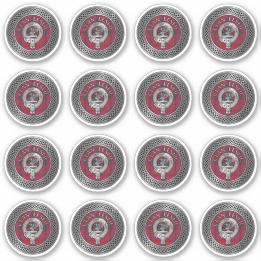 Clan Leslie Crest & Tartan Knot Sticker (Voorkant)