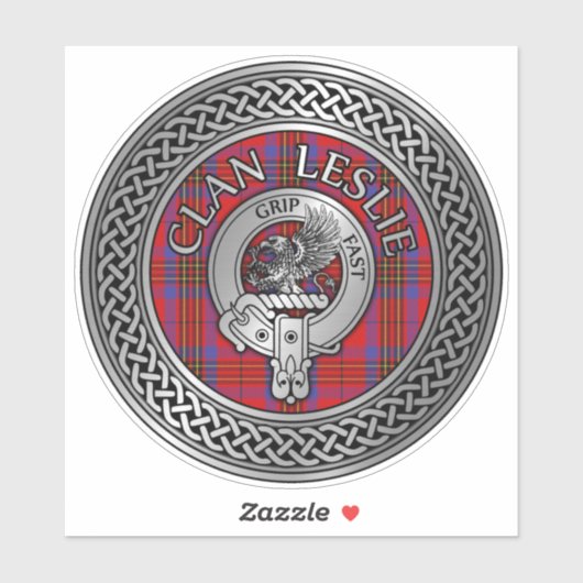 Clan Leslie Crest & Tartan Knot Sticker (Vel)