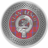 Clan Leslie Crest & Tartan Knot Sticker (Voorkant)