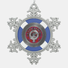 Clan Leslie Crest & Tartan Knot Tin Sneeuwvlok Ornament