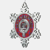 Clan Leslie Crest & Tartan Tin Sneeuwvlok Ornament (Rechts)