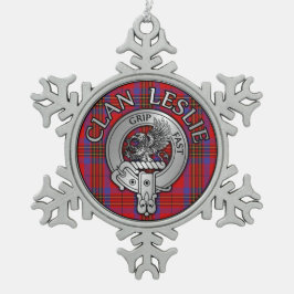 Clan Leslie Crest & Tartan Tin Sneeuwvlok Ornament