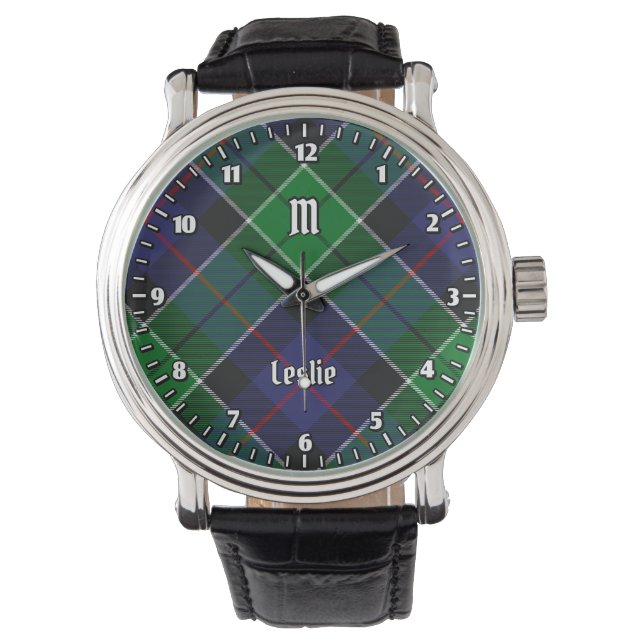 Clan Leslie Hunting Tartan Horloge (Voorkant)