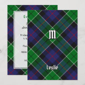 Clan Leslie Hunting Tartan Kaart (Voorkant / Achterkant)