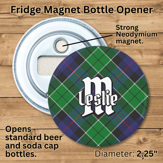 Clan Leslie Jacht Tartan Button Flesopener