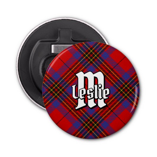 Clan Leslie Red Tartan Button Flesopener (Voorkant)