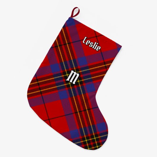 Clan Leslie Red Tartan Grote Kerstsok (Voorkant (Hangend))