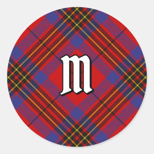Clan Leslie Red Tartan Ronde Sticker (Voorkant)
