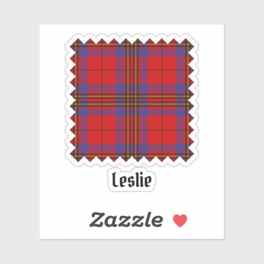Clan Leslie Red Tartan Sticker (Vel)