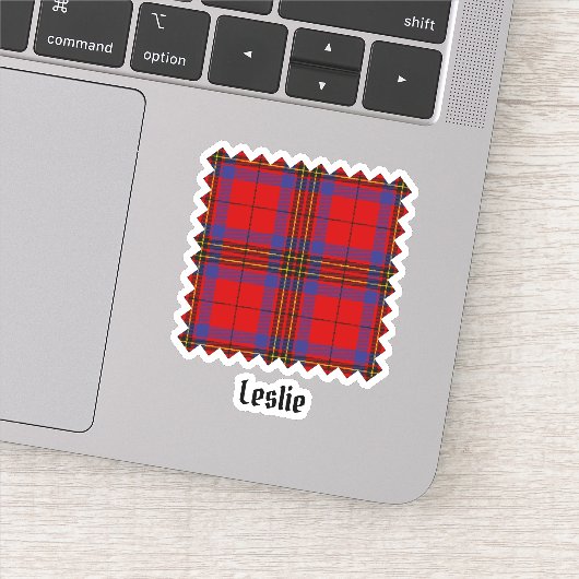 Clan Leslie Red Tartan Sticker (Detail)
