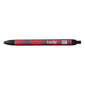 Clan Leslie Red Tartan Zwarte Inkt Pen (Voorkant)