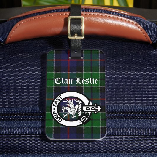 Clan Leslie Tartan & Crest Bagage Label (Voorkant Insitu 2)